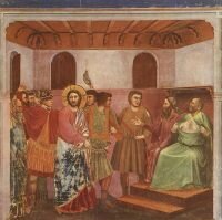 A depiction of the Sanhedrin trial of Jesus, by Giotto 