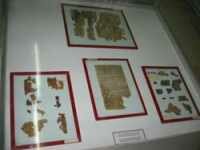 Fragments of the scrolls on display at the Archeological Museum, Amman