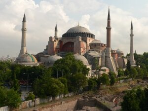 St Sophia, built by emperor Justinian I in the 6th century AD, still stands today. The minarets are a later, Islamic addition.