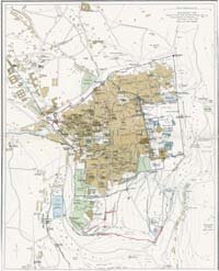 Modern Jerusalem Illustrating Recent Discoveries. From Atlas of the Historical Geography of the Holy Land. Designed and edited by George Adam Smith and prepared under the direction of J.G. Bartholomew. London, Hodder and Stoughton, 1915.