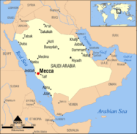 Locator map of Mecca, Saudi Arabia.