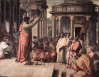 Paul Preaching in Athens, artist RAFFAELLO Sanzio, 1515. Victoria and Albert Museum, London